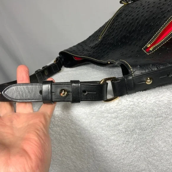 Dooney & Bourke Ostrich Leather Cooper Hobo Purse - Picture 7 of 16